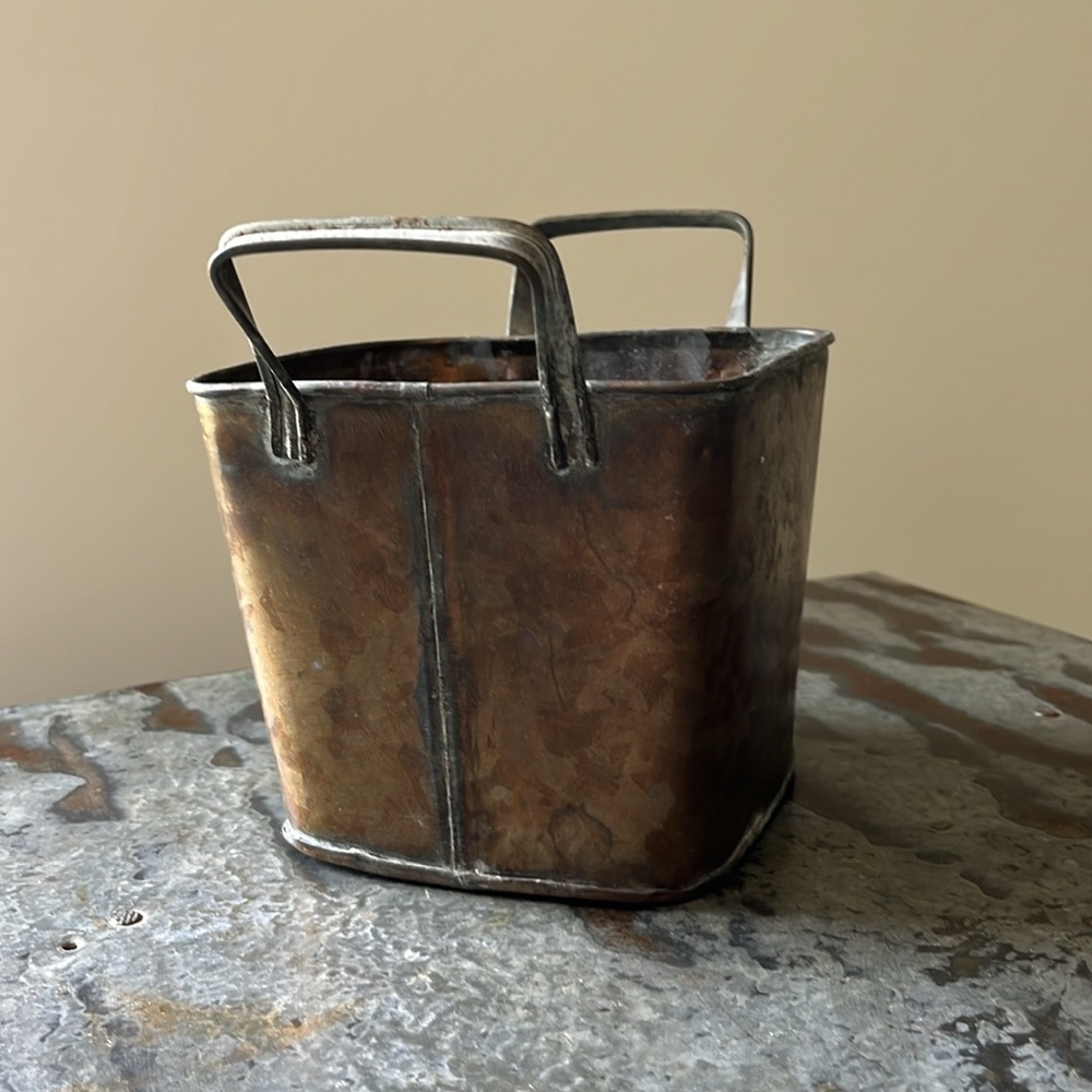 Antique Metal Basket Planter - Picture 2 of 6